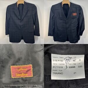 Brioni Traiano Men's 46R Wool Sport Coat Black Windowpane Made in Italy